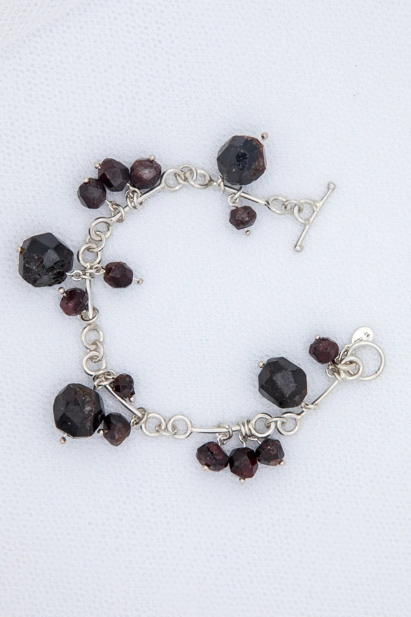natural uncut garnet and silver necklace