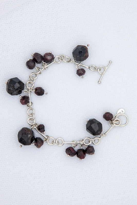 natural uncut garnet and silver necklace