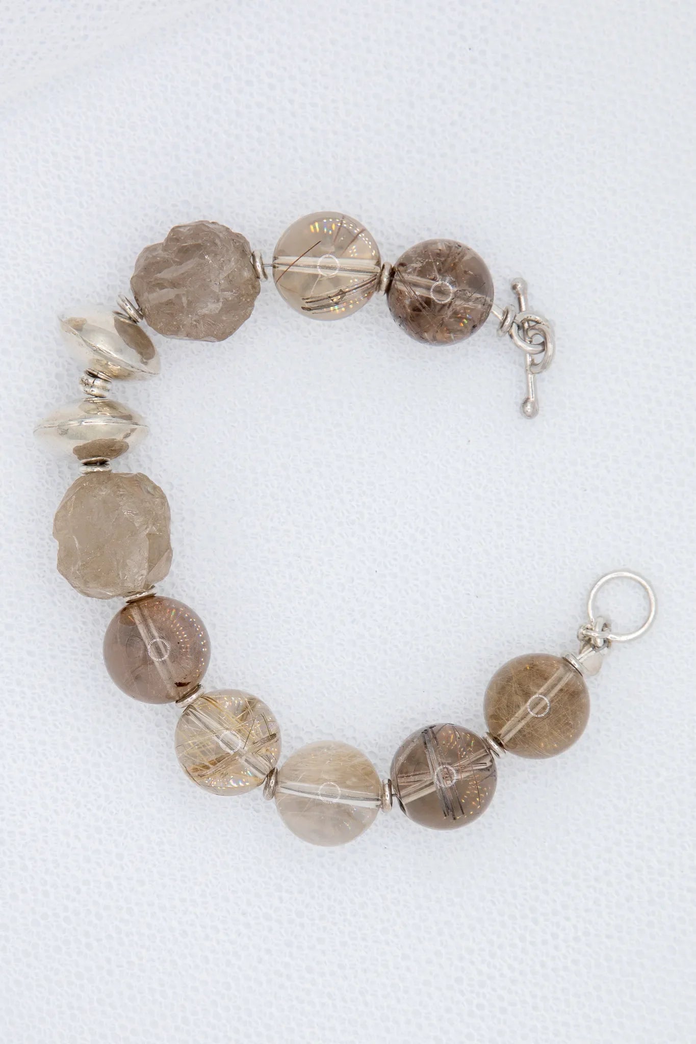 smokey rutile quartz and silver necklace