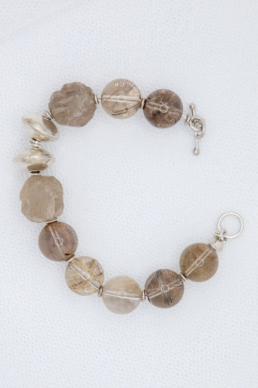smokey rutile quartz and silver necklace