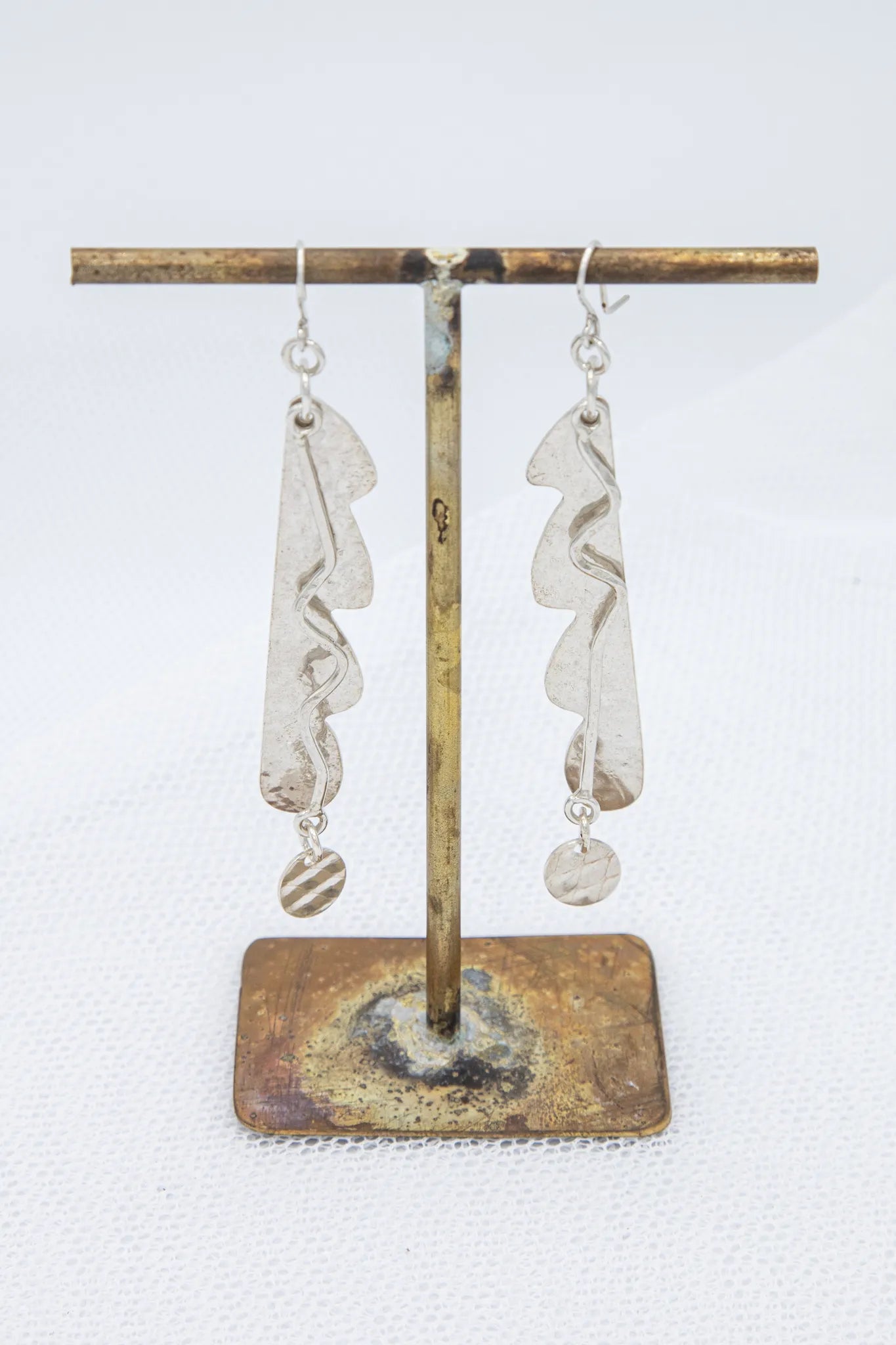 Textured Silver Drop Earrings