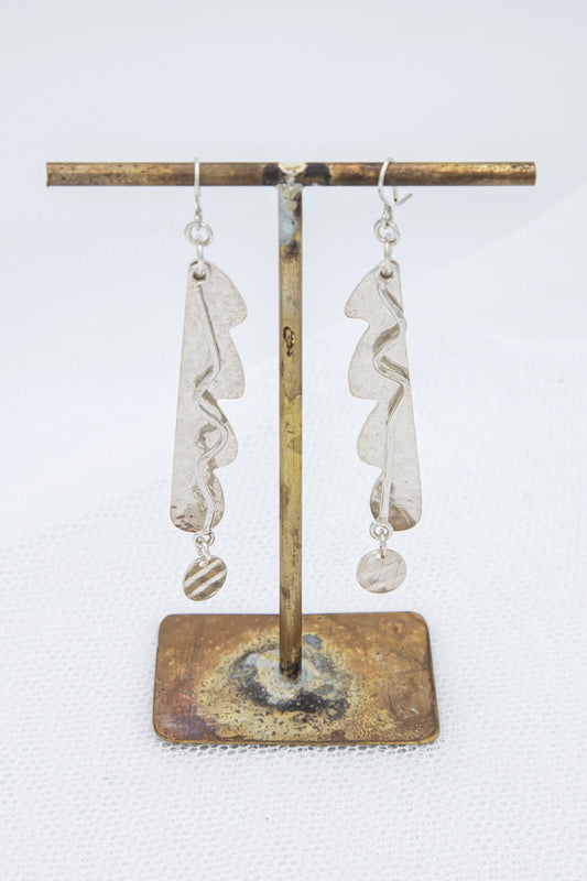 Textured Silver Drop Earrings
