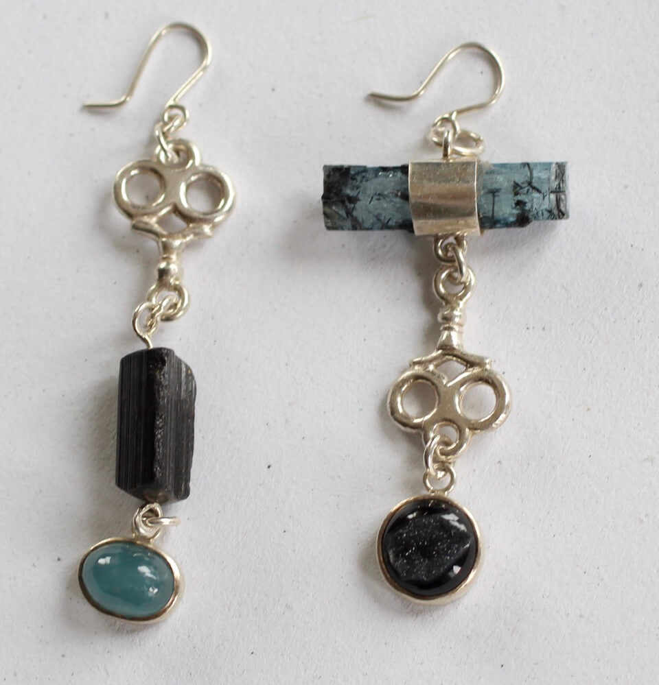Aquamarine and Black Tourmaline and Silver