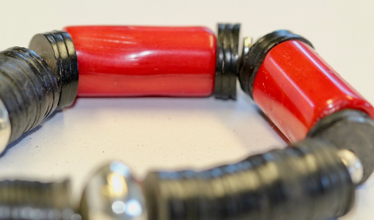Coral and antique coconut and silver