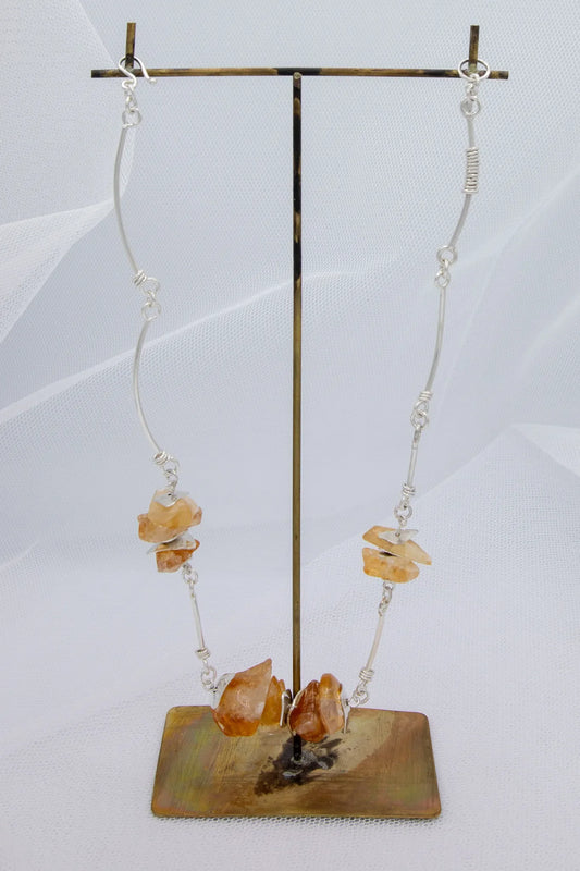 Citrine on Silver Stick Chain