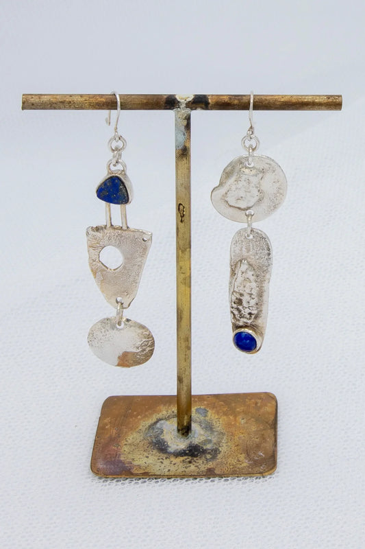 Lapis Lazuli and reticulated silver - approximate length 7.5 cm