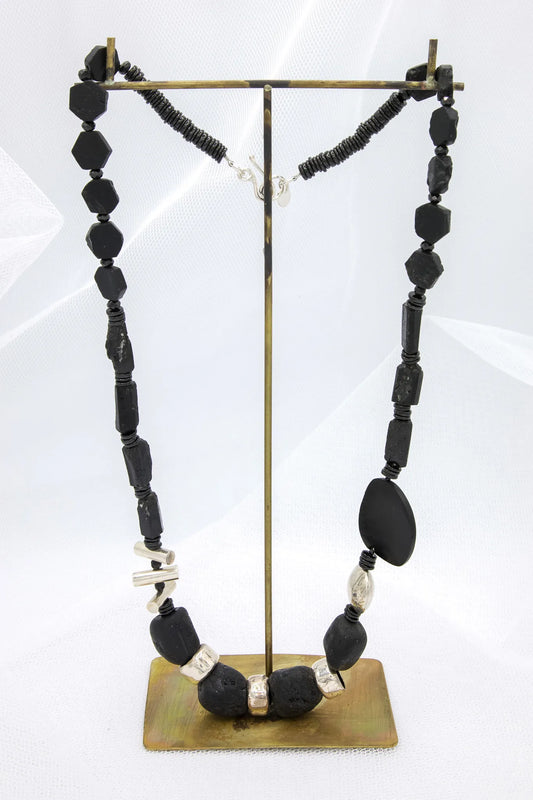 Black Tourmaline and Silver Necklace