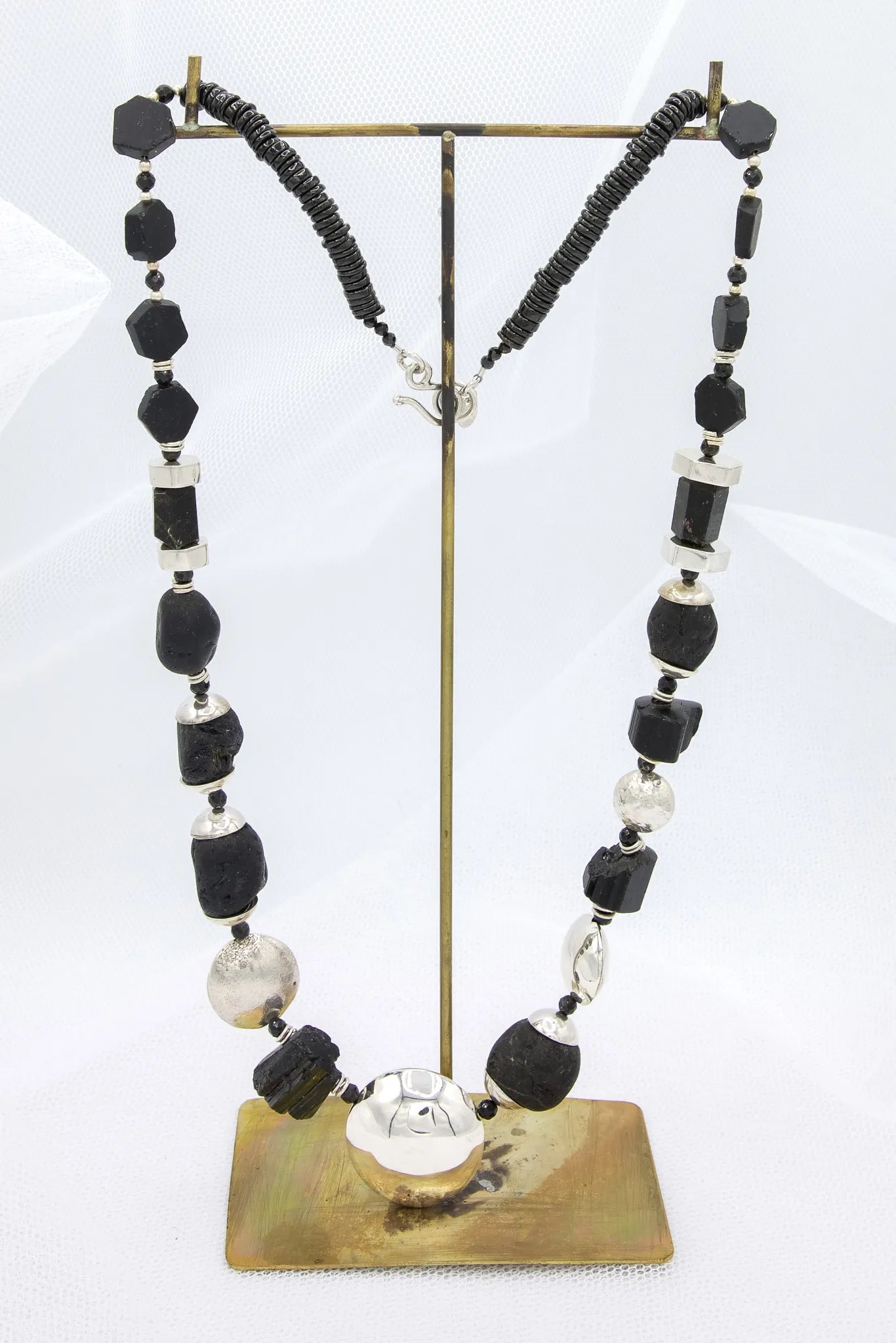 Black Tourmaline and Silver Necklace